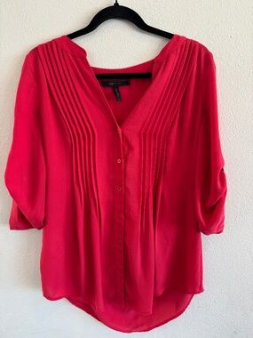 BCBGMAXAZRIA Red Button Down Blouse Small